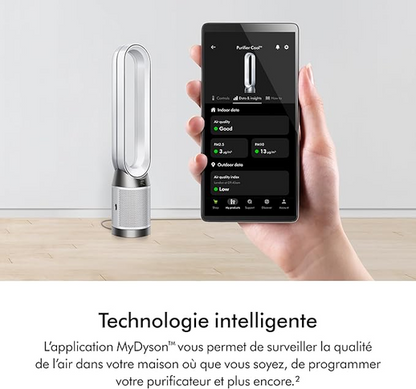 Dyson Purifier Cool PC1 ventilador, purificador de aire con potente flujo de aire refrescante (Blanco/Plata)