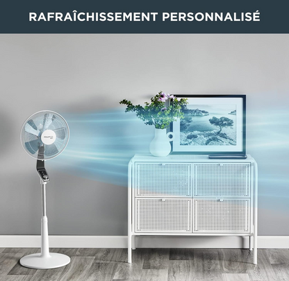 Rowenta Turbo Silence Ventilador de pie 40 cm, Potente, Caudal de aire 72 m3/min, 45 dB(A), Oscilación automática, Orientación regulable, Rejilla ultrasegura VU5640F2 (Paquete de 2)
