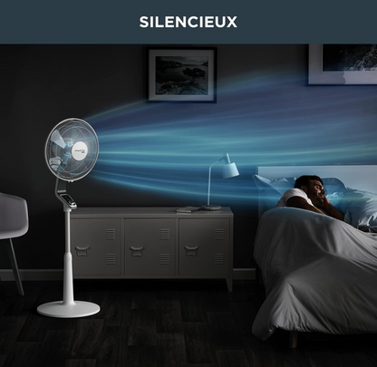 Rowenta Turbo Silence Ventilador de pie 40 cm, Potente, Caudal de aire 72 m3/min, 45 dB(A), Oscilación automática, Orientación regulable, Rejilla ultrasegura VU5640F2 (Paquete de 2)
