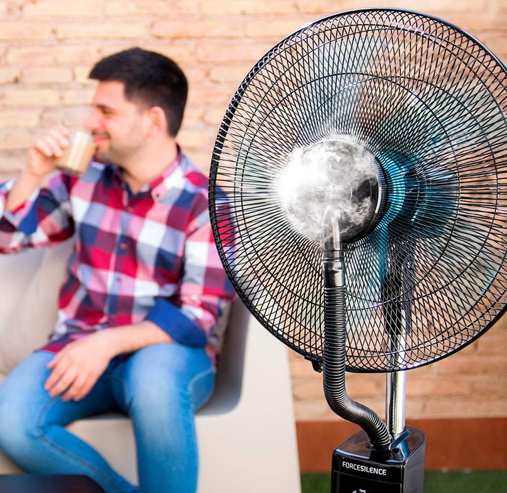 Cecotec Ventilateur nébuliseur EnergySilence 590 FreshEssence. 90 W, 5 pales, Diamètre 40 cm, Moteur en cuivre, 3 Vitesses, Oscillation (590 Freshessence)