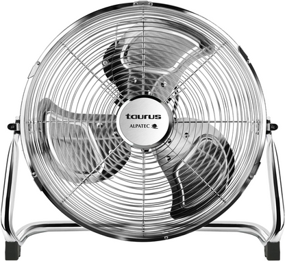 Taurus Sirocco 18 - Ventilateur de sol 120W, 3 vitesses, silencieux, 3 hélices métalliques / 45 cm de diamètre, inclinaison réglable, grille amovible, base antidérapante