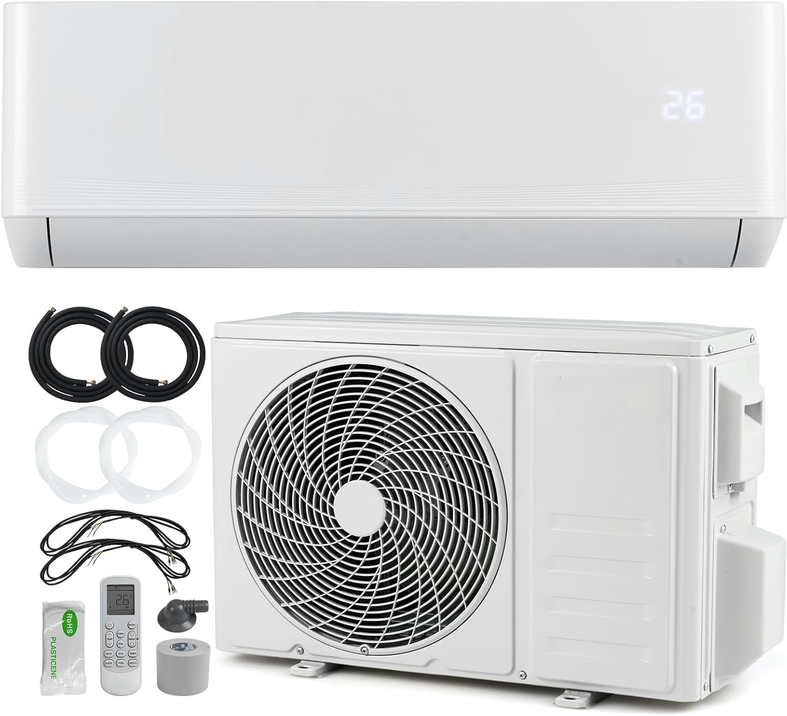 RELAX4LIFE Climatiseur Mural Reversible 12000 BTU | Clim Reversible Prêt à Poser | Pompe à Chaleur | Système Inverter Eco | Climatisation Split Silencieuse | 7 Modes 8 Vitesses | Tout Inclus [Classe énergétique A++