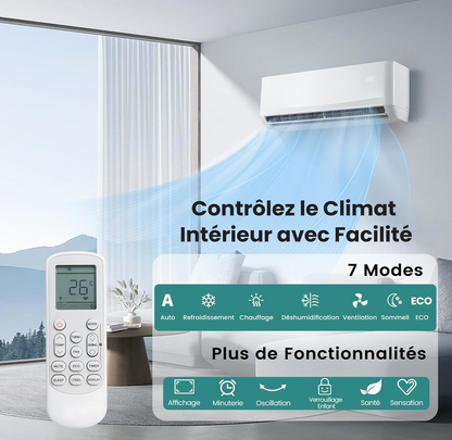 RELAX4LIFE Aire Acondicionado de Pared Reversible 12000 BTU | Climatizador Reversible Listo para Instalar | Bomba de Calor | Sistema Inverter Eco | Aire Acondicionado Split Silencioso | 7 Modos 8 Velocidades | Todo Incluido [Clase energética A++