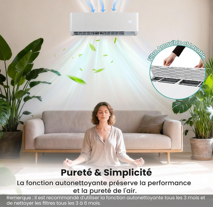 RELAX4LIFE Aire Acondicionado de Pared Reversible 12000 BTU | Climatizador Reversible Listo para Instalar | Bomba de Calor | Sistema Inverter Eco | Aire Acondicionado Split Silencioso | 7 Modos 8 Velocidades | Todo Incluido [Clase energética A++