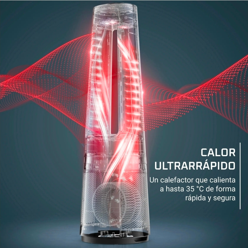 Purificateur d'air Rowenta Eclipse QU5060F, ventilateur et chauffage 3 en 1, 2000 W, 12 vitesses, portée de 8 m, 31 dB, mode jour/nuit, silencieux, blanc