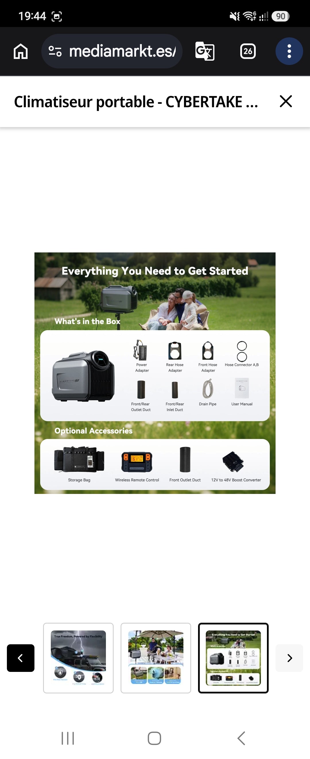 Climatiseur portable - CYBERTAKE S2 pro, 5100 fg/h, 25 m², 40 dB(A), Noir