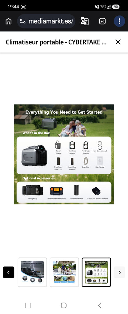 Climatiseur portable - CYBERTAKE S2 pro, 5100 fg/h, 25 m², 40 dB(A), Noir