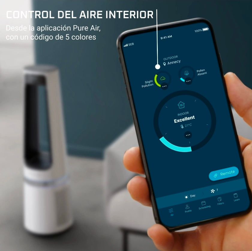 Purificateur d'air Rowenta Eclipse QU5060F, ventilateur et chauffage 3 en 1, 2000 W, 12 vitesses, portée de 8 m, 31 dB, mode jour/nuit, silencieux, blanc