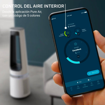 Purificateur d'air Rowenta Eclipse QU5060F, ventilateur et chauffage 3 en 1, 2000 W, 12 vitesses, portée de 8 m, 31 dB, mode jour/nuit, silencieux, blanc