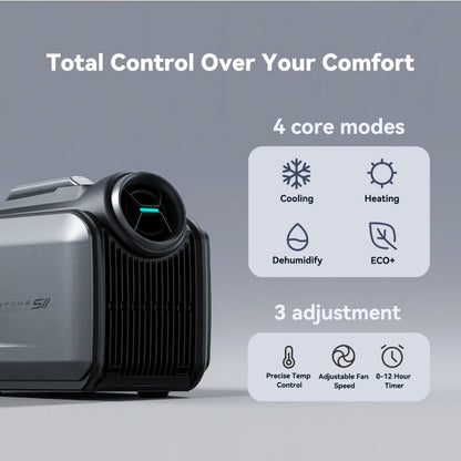 Climatiseur portable - CYBERTAKE S2 pro, 5100 fg/h, 25 m², 40 dB(A), Noir