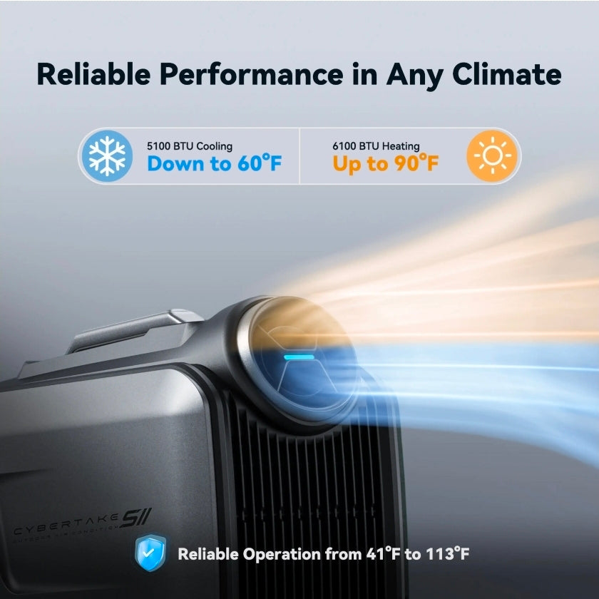 Climatiseur portable - CYBERTAKE S2 pro, 5100 fg/h, 25 m², 40 dB(A), Noir