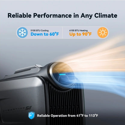 Climatiseur portable - CYBERTAKE S2 pro, 5100 fg/h, 25 m², 40 dB(A), Noir