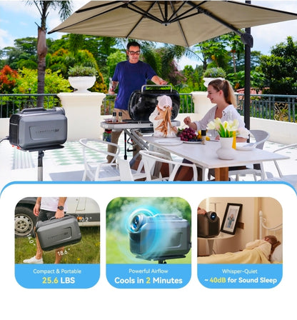 Climatiseur portable - CYBERTAKE S2 pro, 5100 fg/h, 25 m², 40 dB(A), Noir