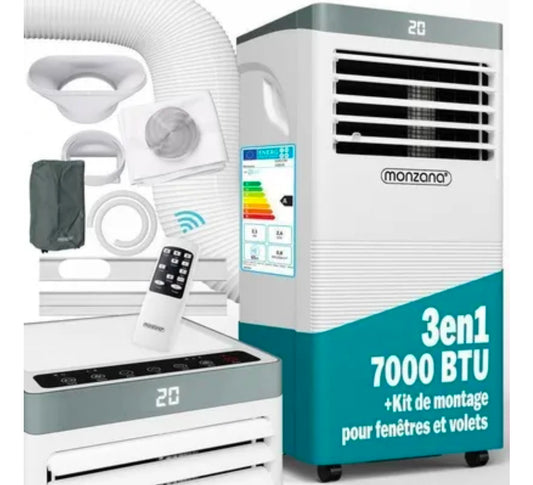 Climatiseur Mobile Monzana® 7000 BTU - 25m² - Silencieux, Refroidissement Efficace