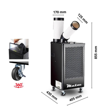 Climatiseur portable - MATOR SPOT COOLER BGK-2.710 – 2 700 W, 9 212 fg/h, 2 vitesses, 90 m³, Noir