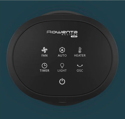 Purificateur d'air Rowenta Eclipse QU5060F, ventilateur et chauffage 3 en 1, 2000 W, 12 vitesses, portée de 8 m, 31 dB, mode jour/nuit, silencieux, blanc